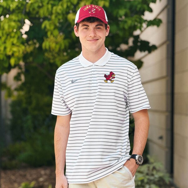 Nike Walking Cy White Striped Polo